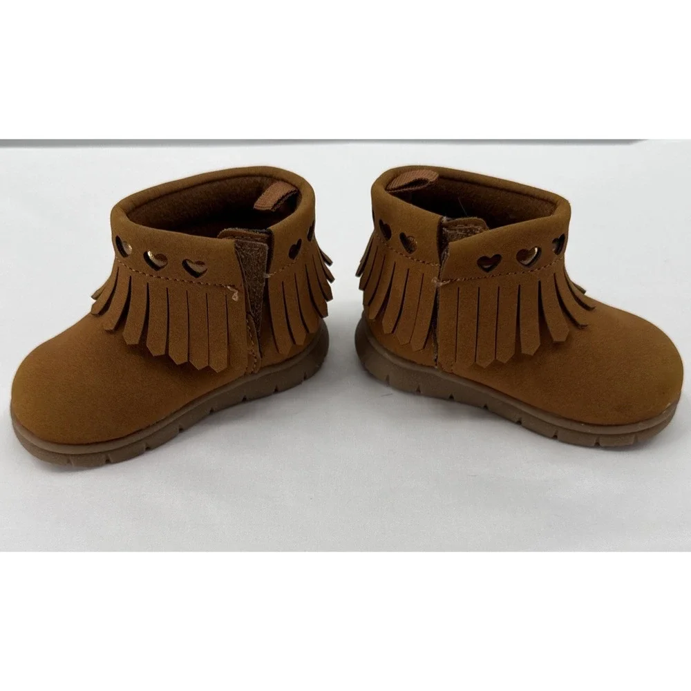 Carter's Toddler Size 3‎ Brown Faux Suede Ankle Moccasin Boots Gently Used